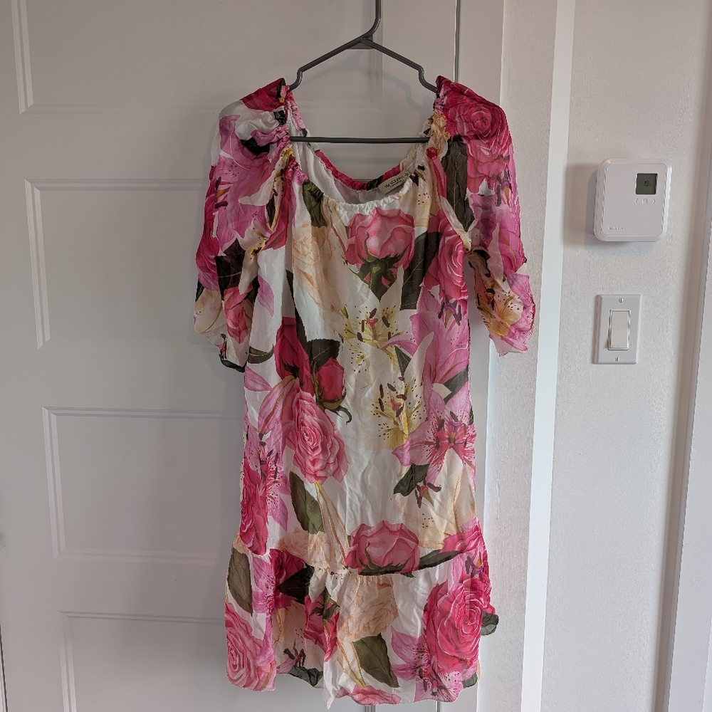 Via Signoria/Floral Silk Blend Dress Sz S